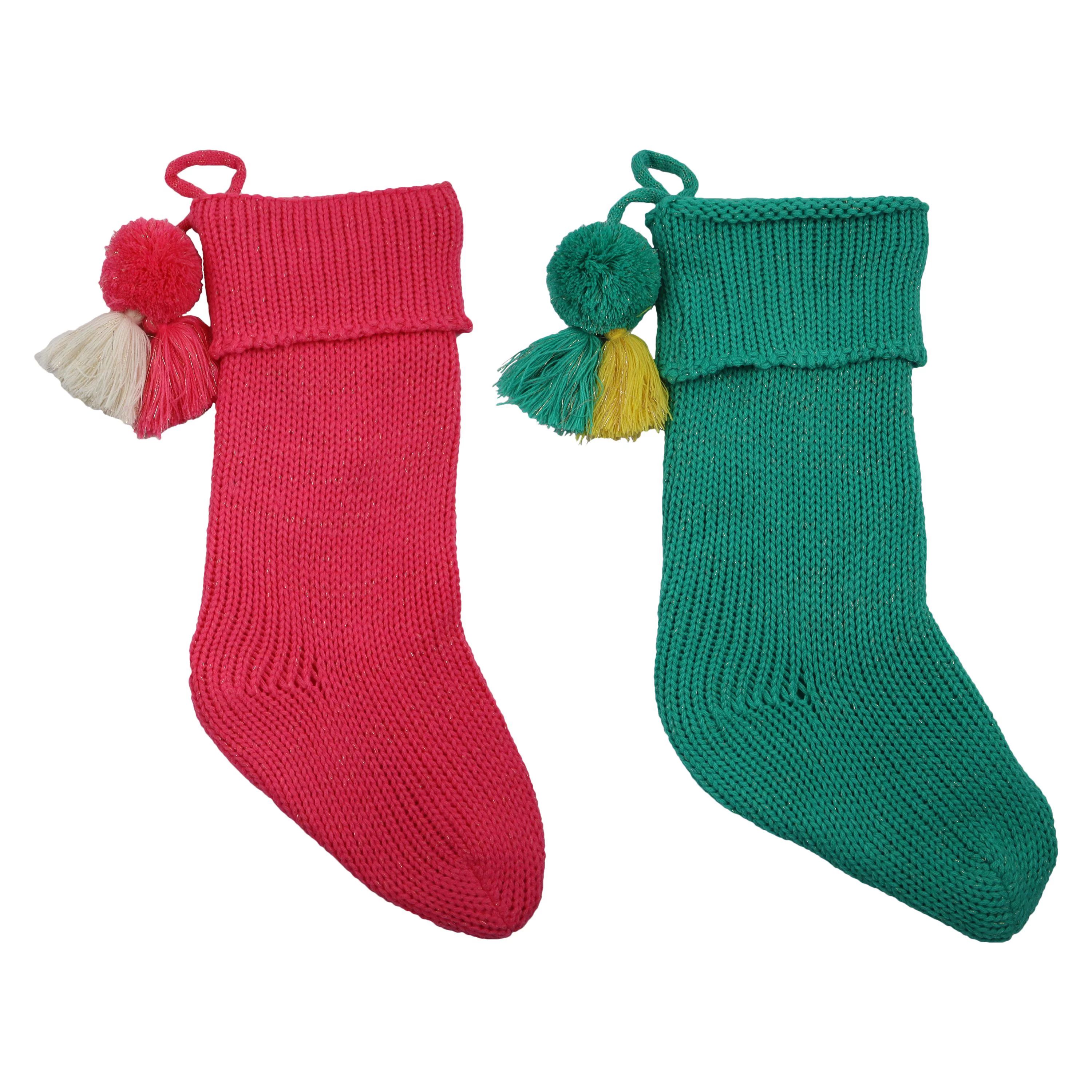 Holiday Time Pink and Aqua Stockings, 20", 2 Pack | Walmart (US)