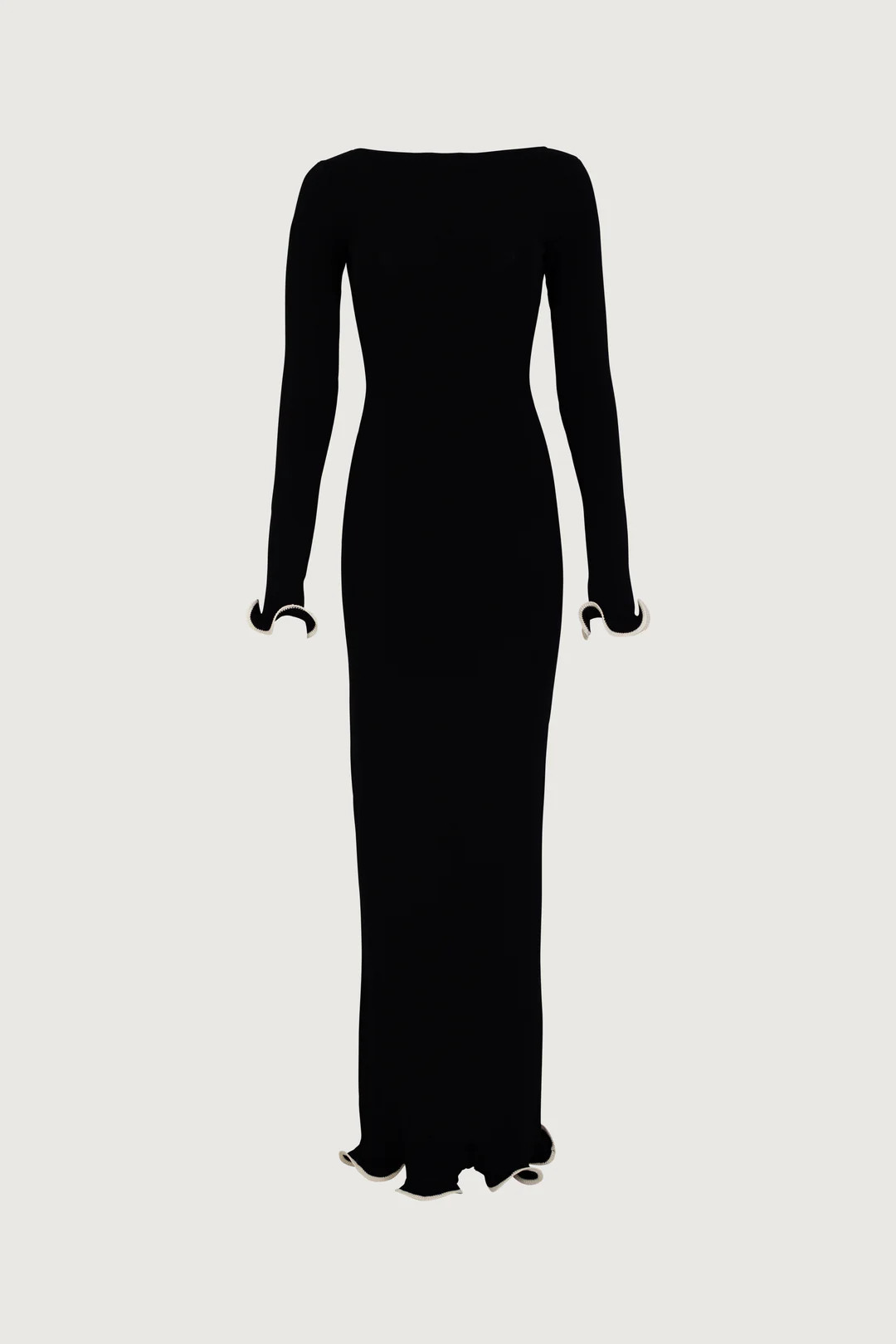 Ruffle Hem Maxi Dress (Black/Cream) | SAME