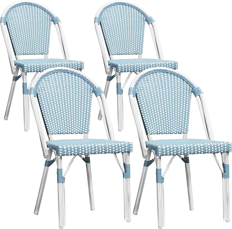 PURPLE LEAF Outdoor Dining Chair Set of 4 Hand-Woven Wicker Rattan Chairs for Outdoor Garden Kitc... | Amazon (US)