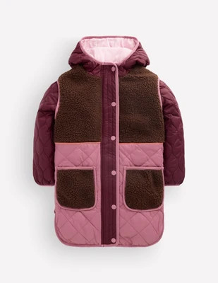 Boden Girls Longline Quilted Jacket in Purple | Size 2-3 Years | Boden (US)