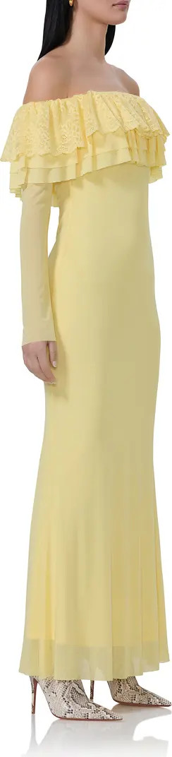 AFRM Betty Off the Shoulder Long Sleeve Mesh Maxi Dress | Nordstromrack | Nordstrom Rack