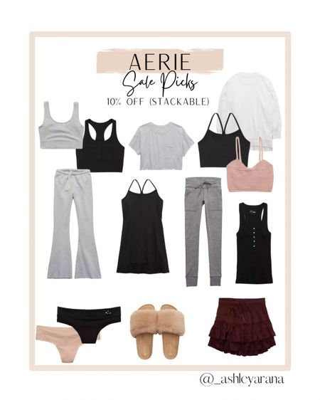Aerie sale- additional 10% off
Loungewear, sports bras, bra tops, sweatpants, joggers, slippers, sweatshirt, activewear dresses, underwear 

#LTKsalealert #LTKSale #LTKSeasonal
