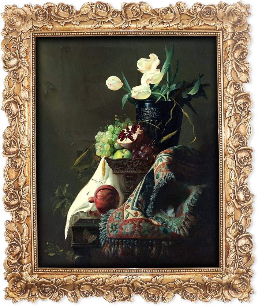 SIMON'S SHOP 8x10 Picture Frames Wall and Tabletop Photo Frame with Rose Flower and Buds Carvings... | Amazon (US)