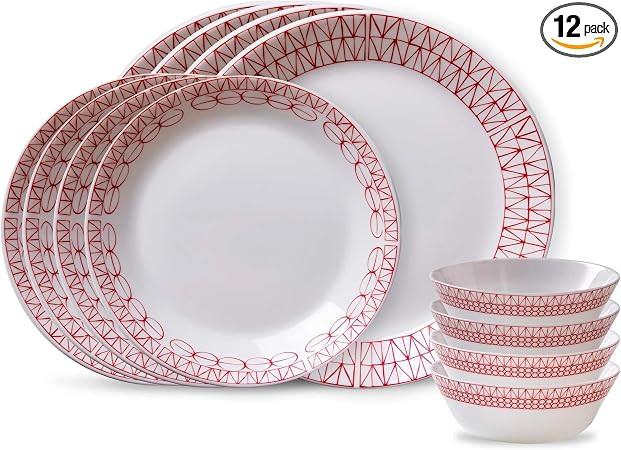 Corelle Everyday Expressions 12-Pc Dinnerware Set, Service for 4, Durable and Eco-Friendly, Highe... | Amazon (US)