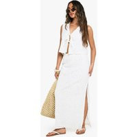 Womens Crochet Side Split Maxi Skirt - White - 4 | boohoo (US & Canada)