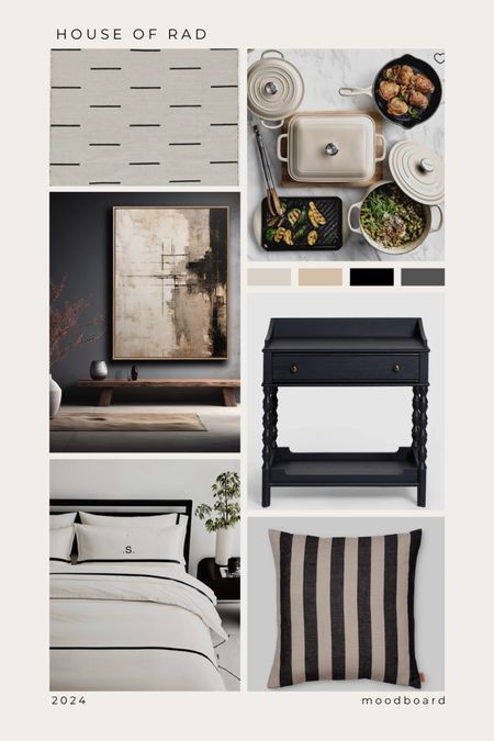 Mood Board Monday
Neutral home decor
Moody home decor
Black and white home decor
Living room decor
Furniture
Wall art
Abstract art
Beige cookware
White bedding
Striped pillow
Area rug


#LTKhome