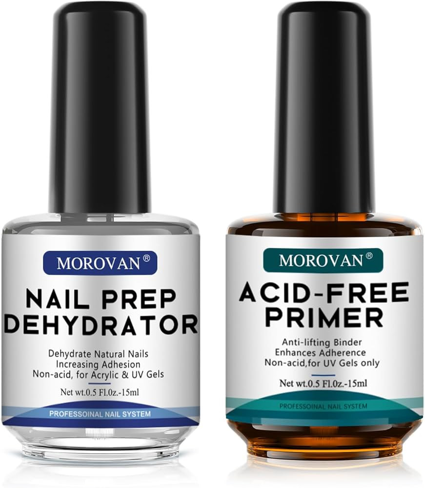 Morovan Professional Natural Nail Prep Dehydrate and Acid-Free Primer, Dehydrator for Acrylic and... | Amazon (US)