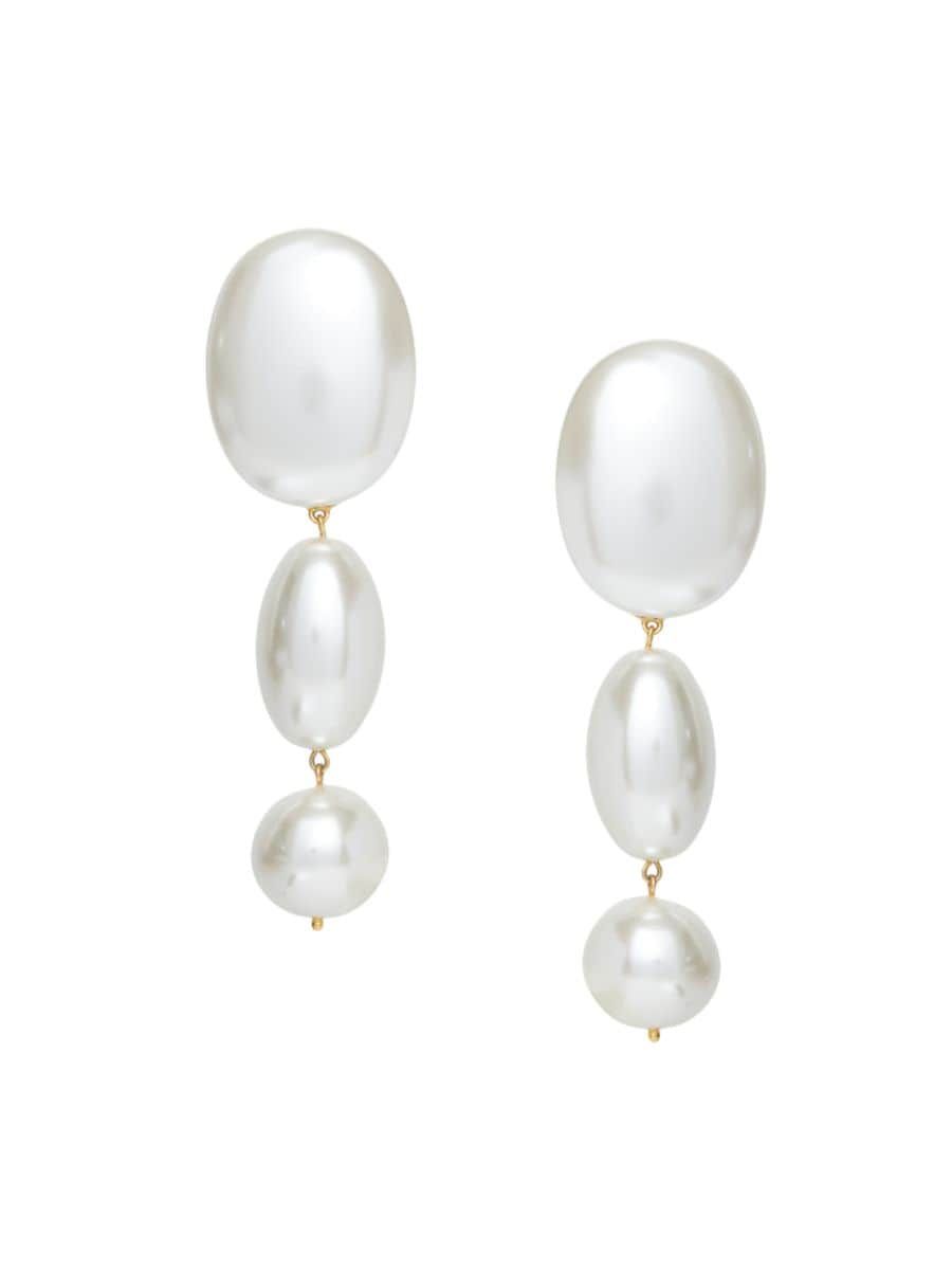 Shop Lele Sadoughi Bubble Goldtone &amp; Faux Pearl Linear Drop Earrings | Saks Fifth Avenue | Saks Fifth Avenue