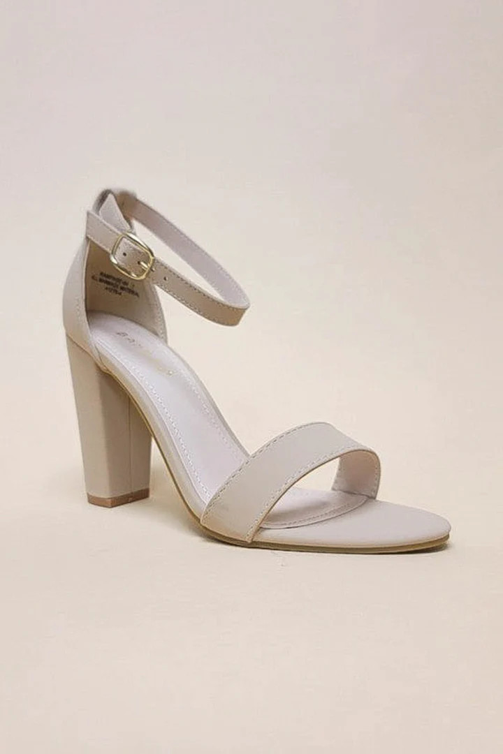 Ankle Strap Block Heels - Nude | Petal & Pup (US)