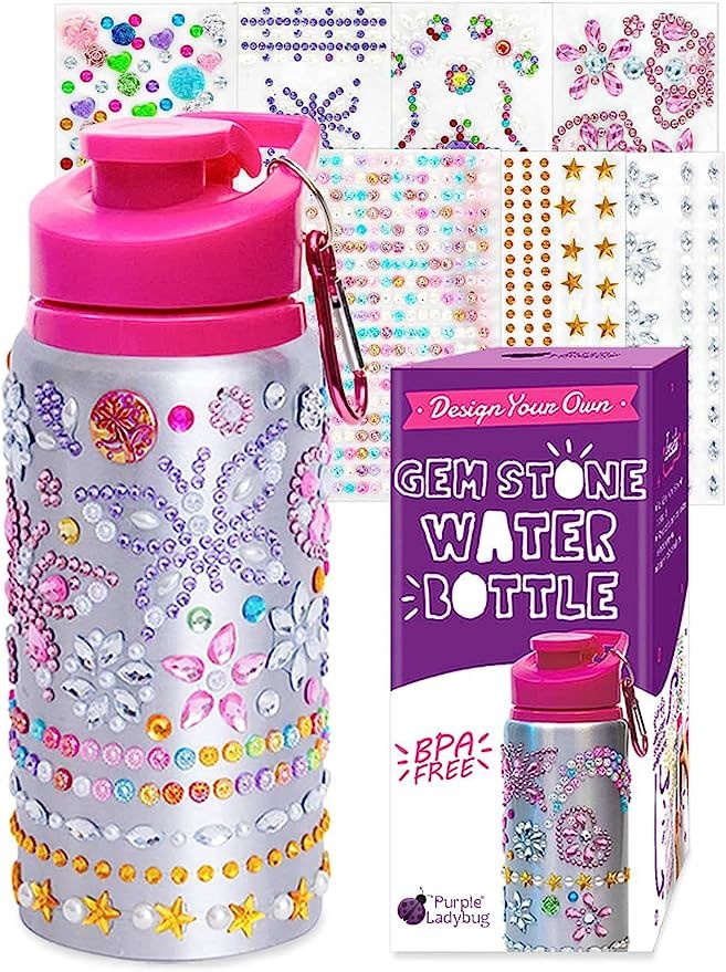 Purple Ladybug Decorate Your Own Water Bottle for Girls with Tons of Rhinestone Glitter Gem Stick... | Amazon (US)