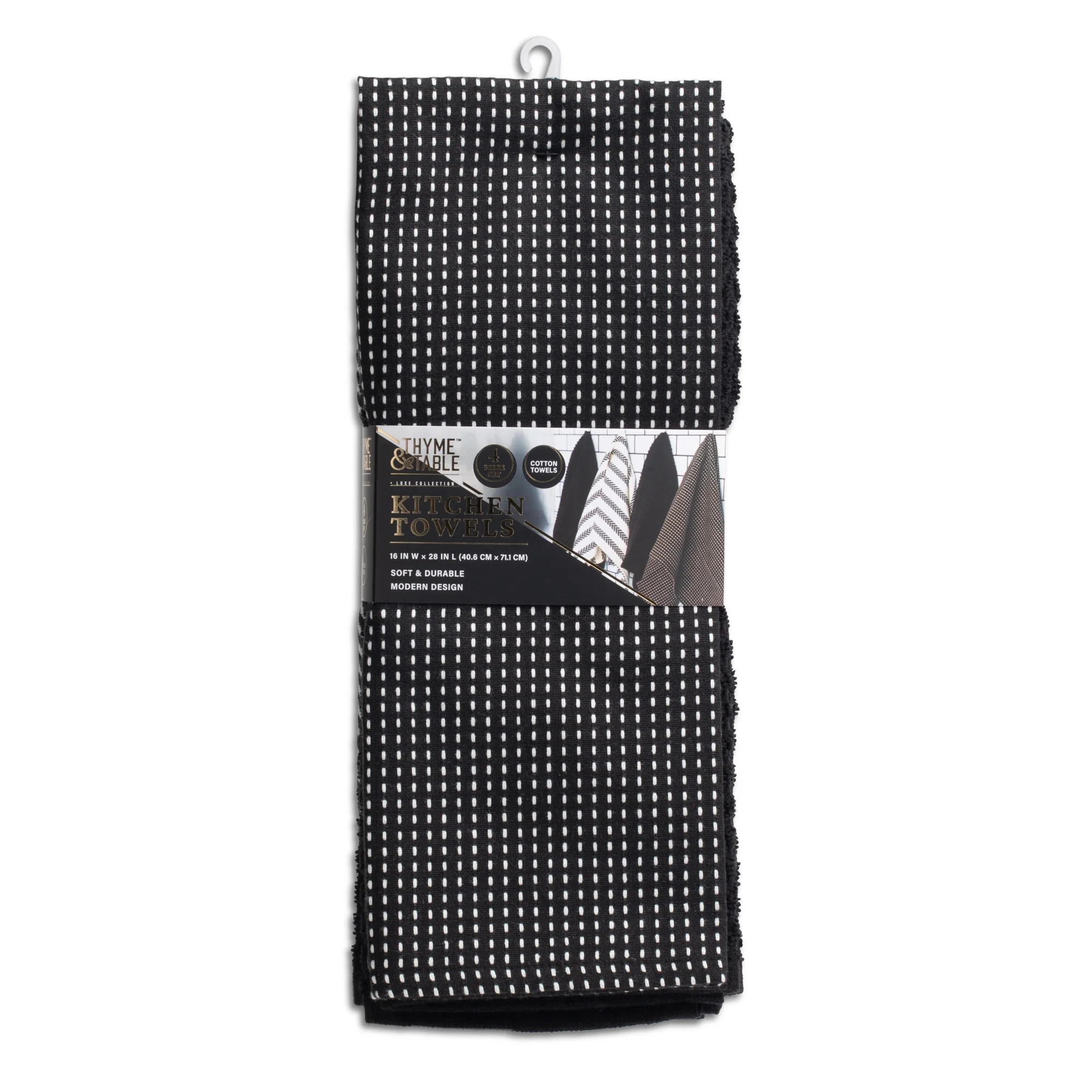 Thyme & Table Kitchen Towels, Black and White, 4 Pack Set - Walmart.com | Walmart (US)