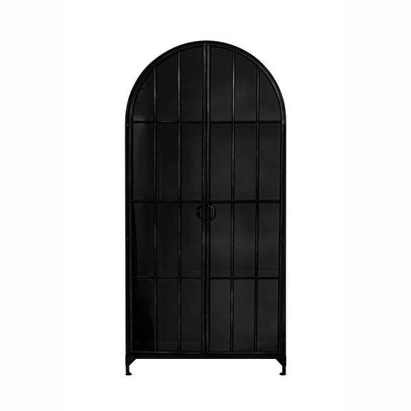 Arched Metal Cabinet with 2 Glass Doors and 3 Shelves - 36.0"L x 16.8"W x 76.8"H | Bed Bath & Beyond