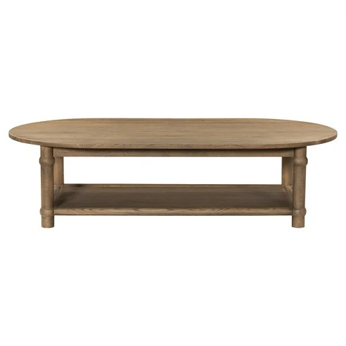 Charnes Warm Natural Oak Oval Coffee Table | Kathy Kuo Home