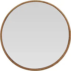 Creative Co-Op Creative Co-Op Round Wrapped Rattan Framed Wall Mirror, Natural, 24"L x 2"W x 24"H | Amazon (US)