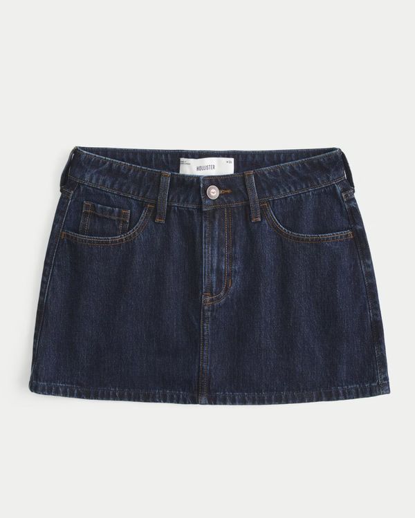 Mid-Rise Denim Mini Skirt | Hollister (US)