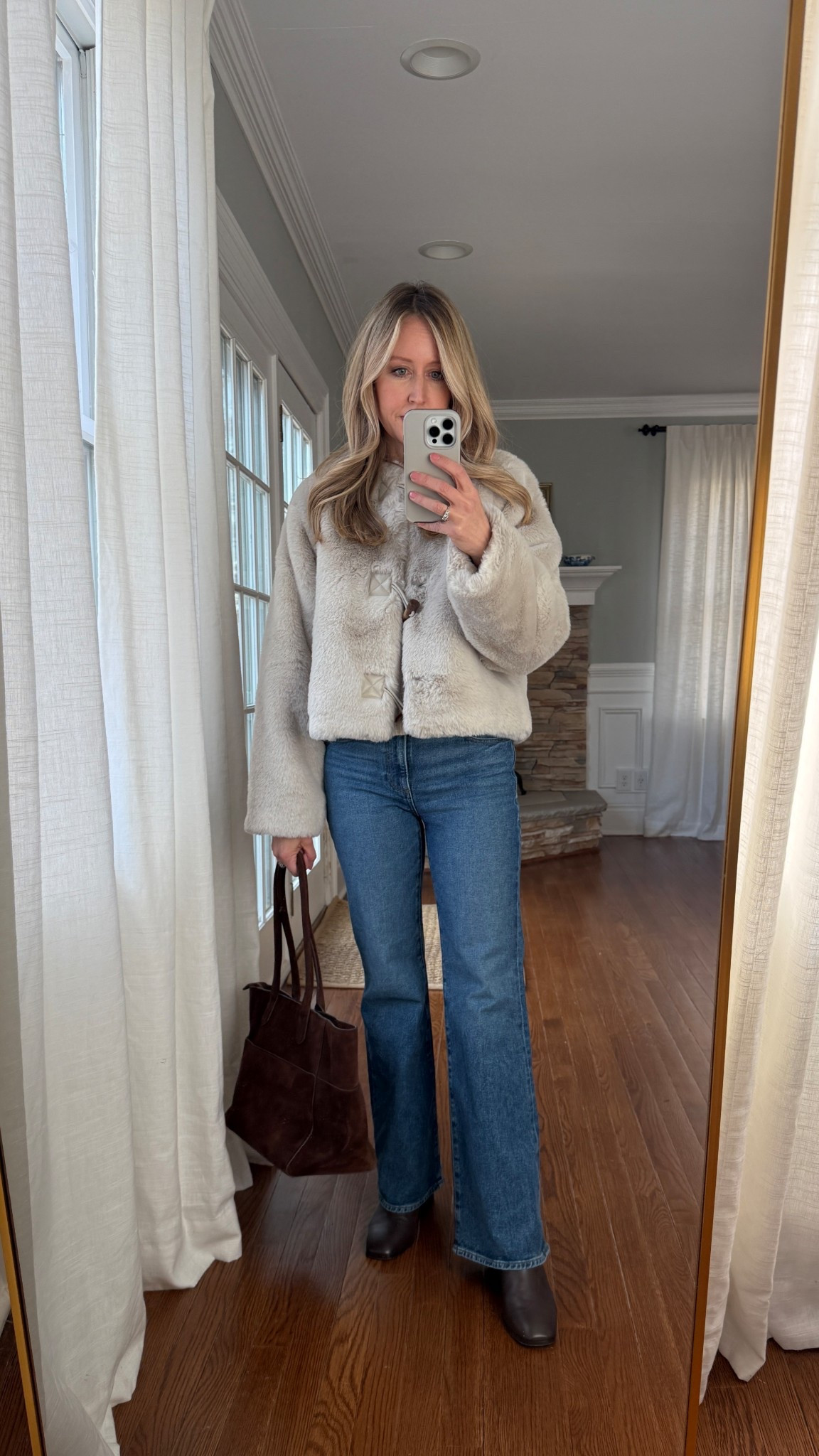 Faux fur coat fits true to size. Also shared similar options in over price points. Jeans also fit true to size, I’m wearing 24  

#LTKOver40 #LTKootd #LTKPetite