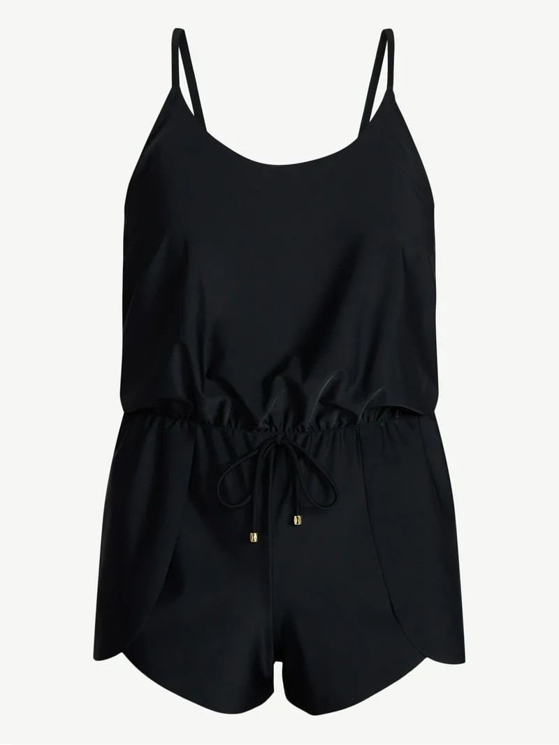 Time and Tru Women's and Women's Plus Size Tank Romper Swimsuit, Sizes XS-3X | Walmart (US)