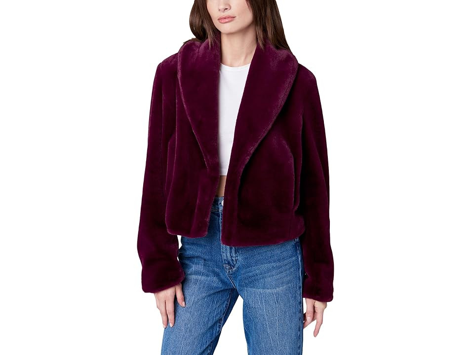 Blank NYC Faux Fur Cropped Jacket (Red) Women's Clothing | Zappos