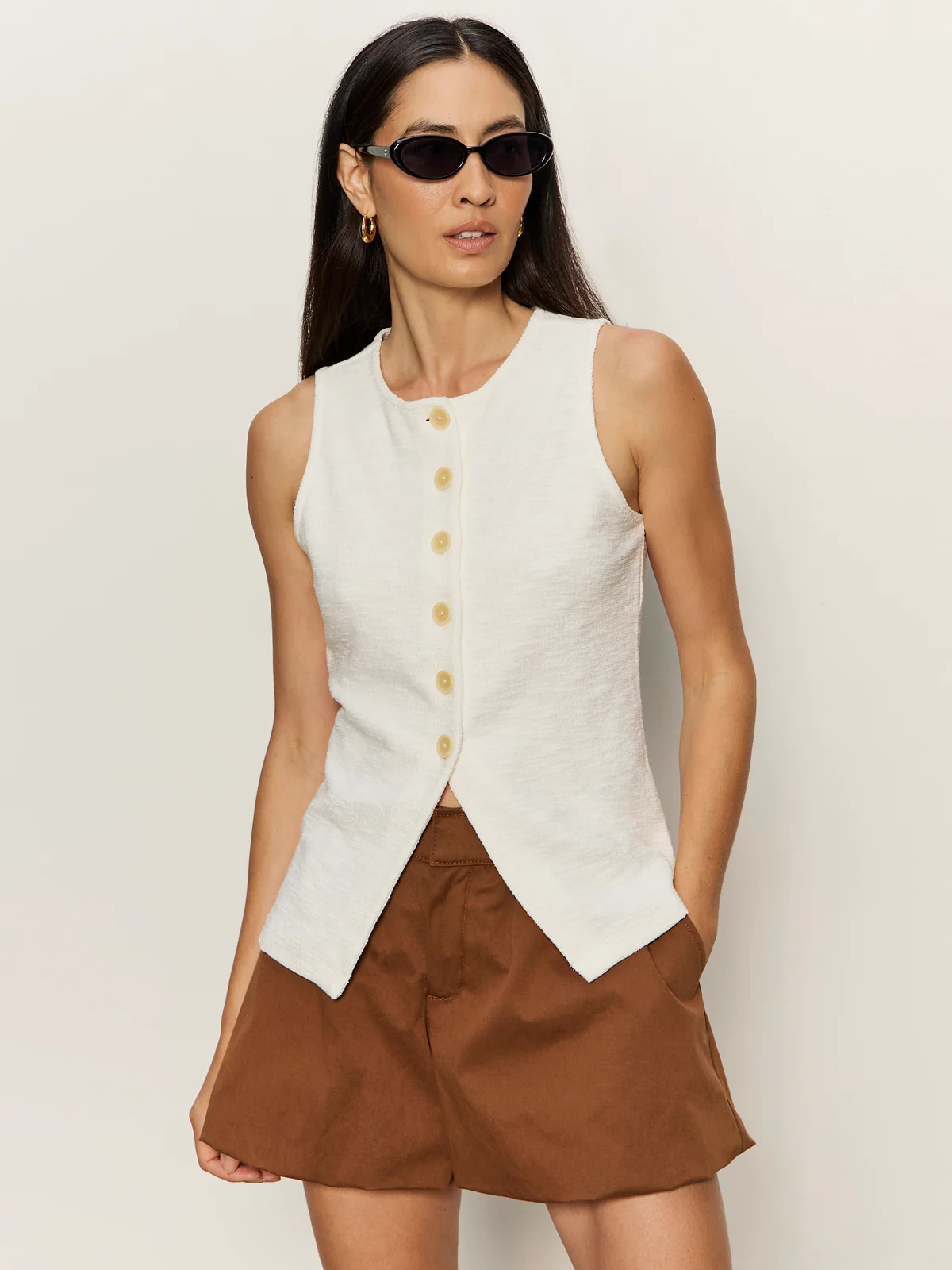 NOTHING EXTRA KNIT VEST CHALK | Sanctuary Clothing