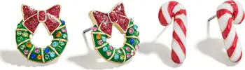 BaubleBar Assorted 2-Pack Mint & Mistletoe Stud Earrings | Nordstrom | Nordstrom