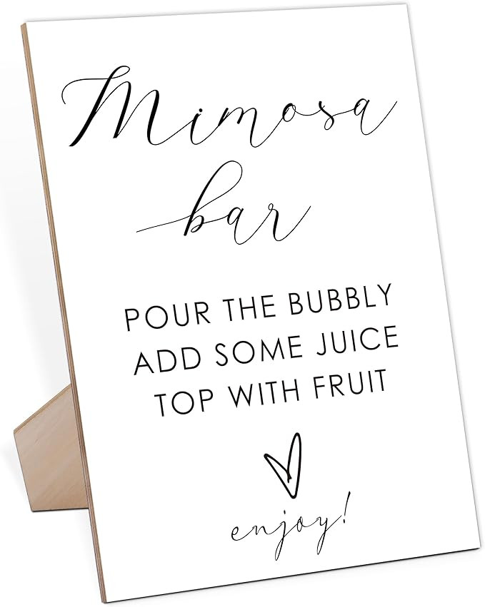 Mimosa Bar Minimalist Bridal Shower Sign,Wooden Sign With Stand,Bridal Shower Decoration,Bridal S... | Amazon (US)