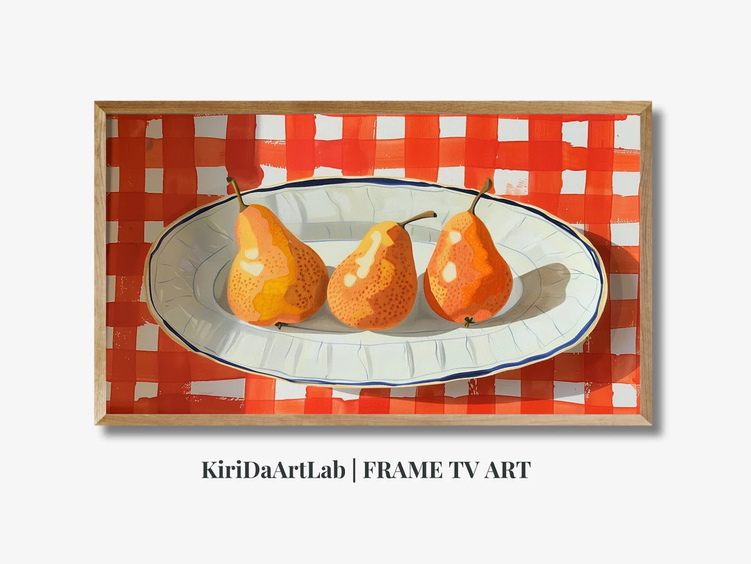 Frame TV Art Summer, Colorful Pears Digital Download for Tv, Trendy Still Life Spring Red Frame T... | Etsy (US)