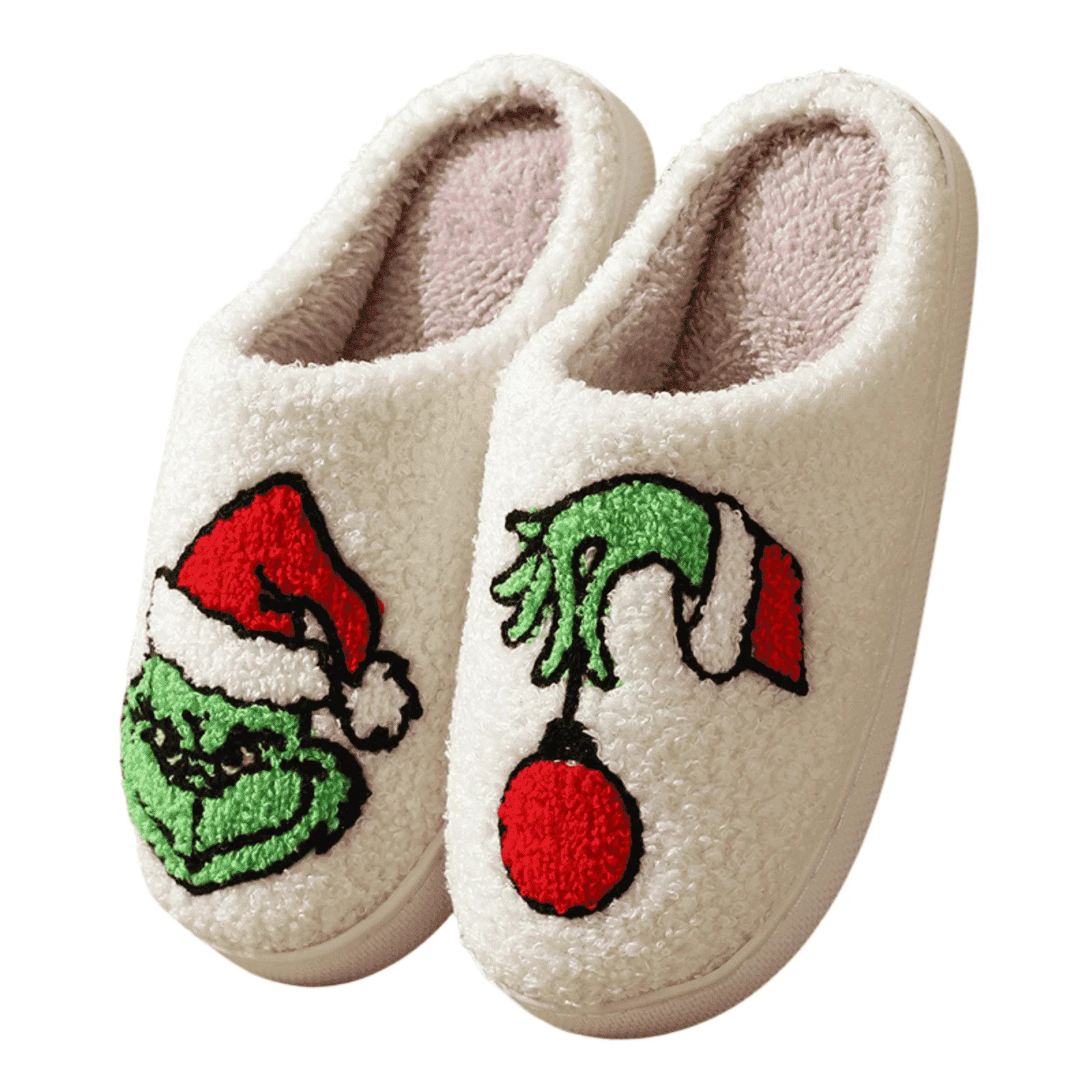 BERANMEY Christmas Reindeer Slippers for Womens Mens Plush Warm Santa Claus Slippers Fuzzy House ... | Walmart (US)
