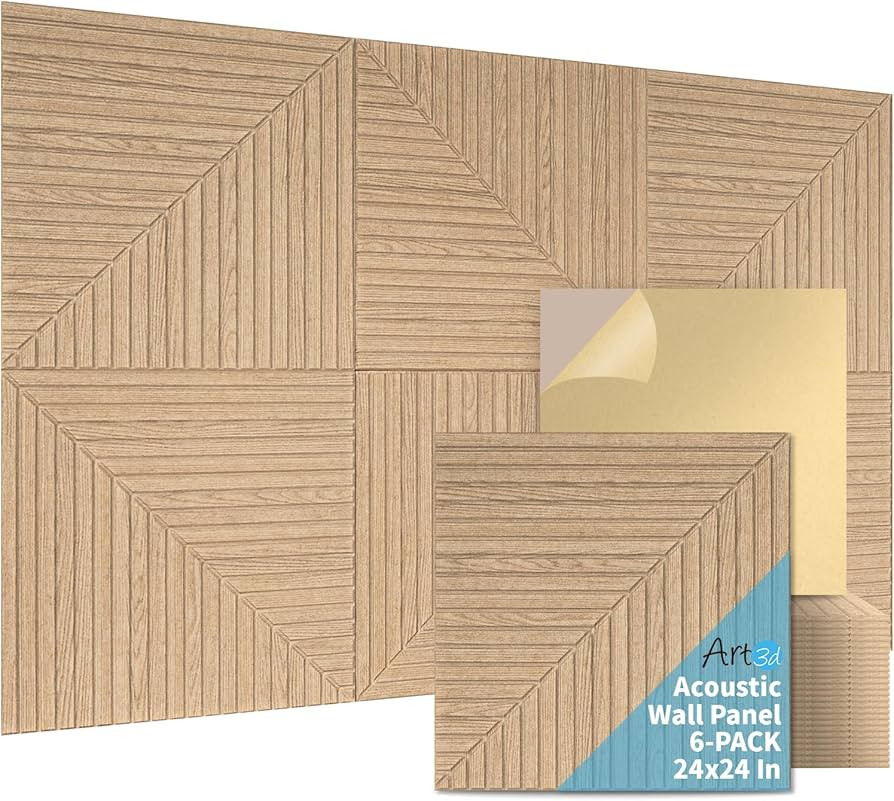 Art3d 6-Pack Self-Adhesive Acoustic Wall Panels for Home Décor, 24 x 24 Inch Soundproofing Panel... | Amazon (US)