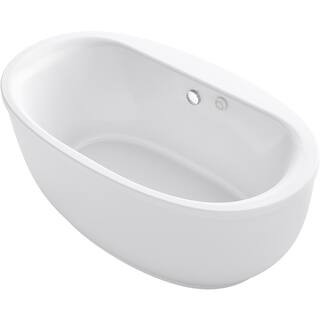 KOHLER Sunstruck 66 in. Acrylic Flatbottom Air Bath Bathtub with Fluted Shroud and Bask Heated Su... | The Home Depot