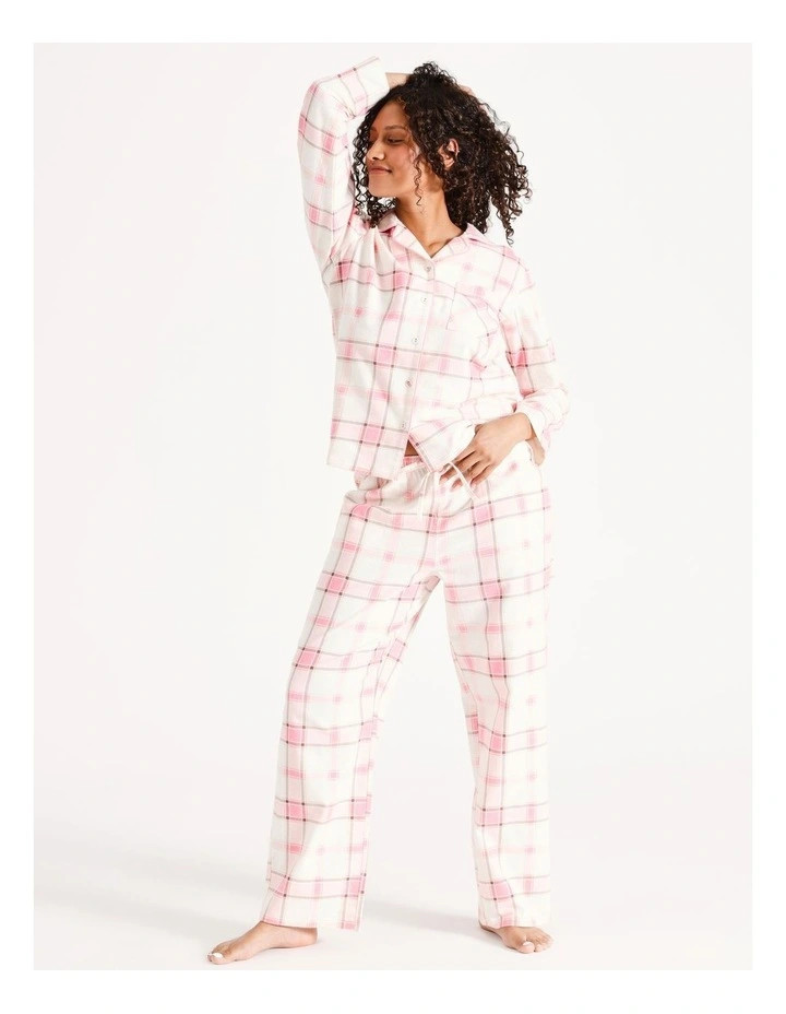 Flannelette Pyjama Set in White Check | Myer