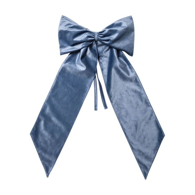 Slate Blue Velvet Oversized Bow | Cailini Coastal