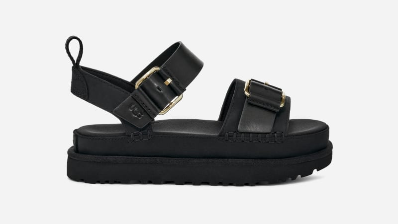 UGG® Women's Goldenstar Villa Nubuck/Leather Sandals in Black, Size 8.5 | UGG (US)