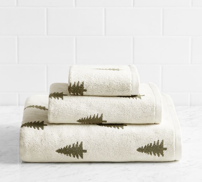Pine Tree Reversible Jacquard Towels | Pottery Barn | Pottery Barn (US)