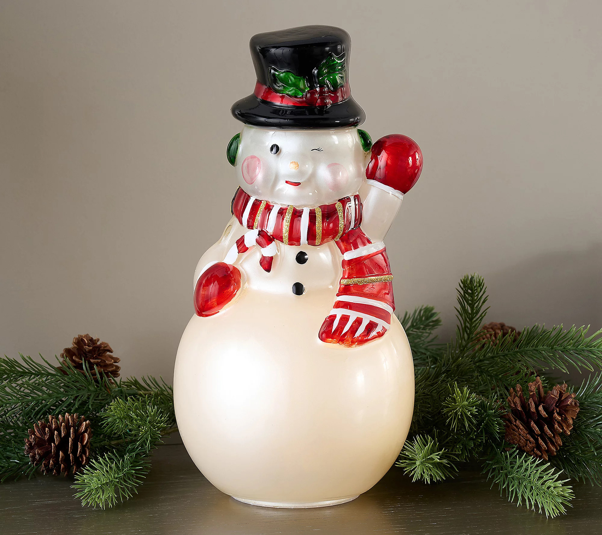 Mr. Christmas 12"" Illuminated Holiday Glass Figurine | QVC