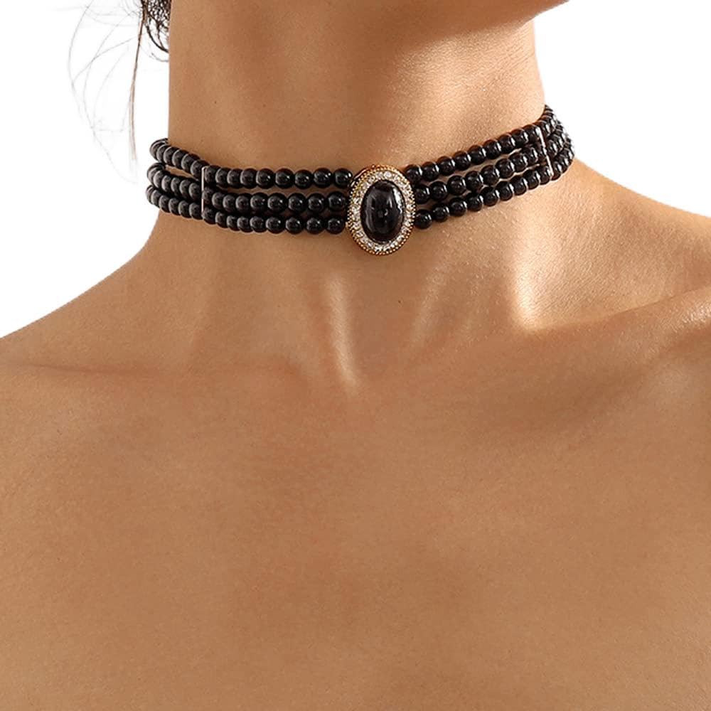 Missgrace Boho Dainty Pearl Layered Necklace for Women Girls Pearl Layered Choker Bridal Wedding ... | Amazon (US)
