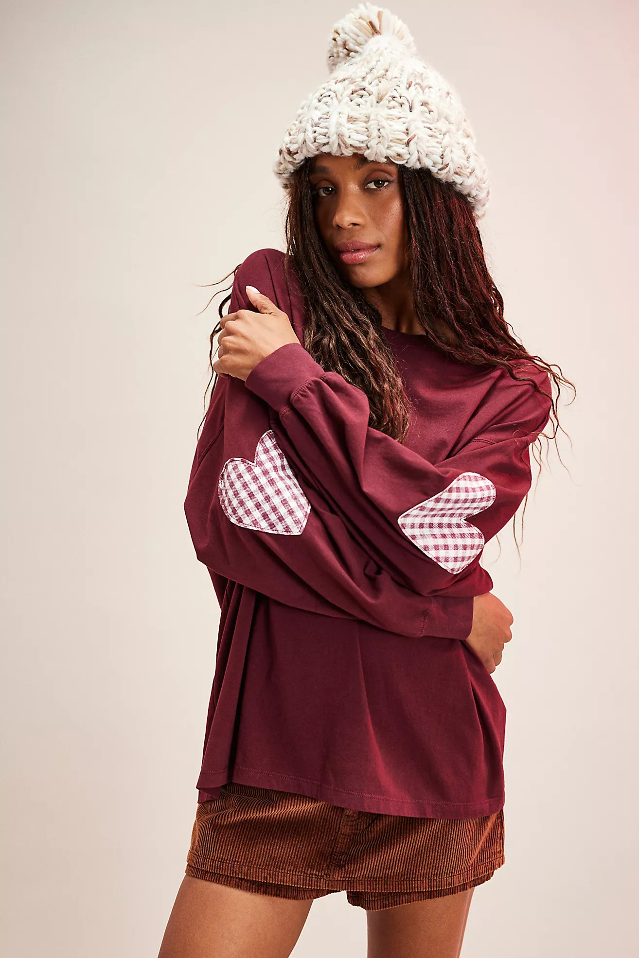 Gingham Heart One-Size Long-Sleeve Tee | Free People (Global - UK&FR Excluded)
