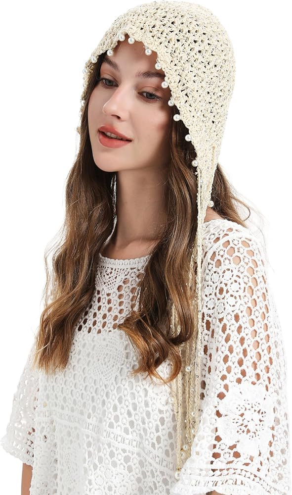 ZLYC Women Cotton Crochet Slouchy Beanie Hat with Tassel Handmade Knit Skull Cap | Amazon (US)