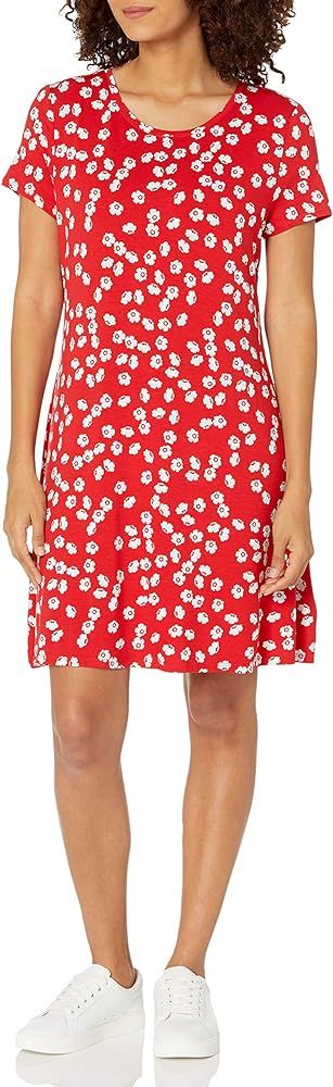 Amazon Essentials Women's Short Sleeve Scoopneck A-line Shirt Dress | Amazon (US)