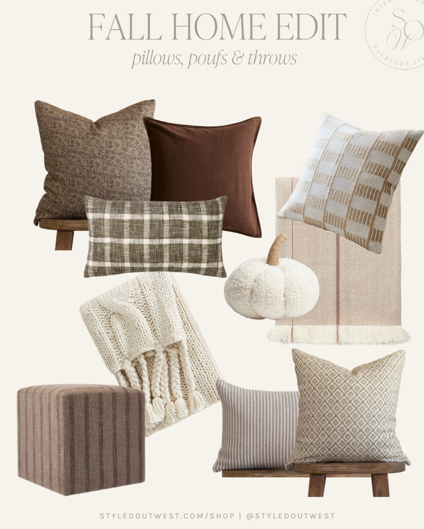My favorite fall pillows, throws and ottomans 

Fall home decor, Fall decor, Pumpkins, Cozy season  

#LTKFallSale #LTKHome #LTKSeasonal