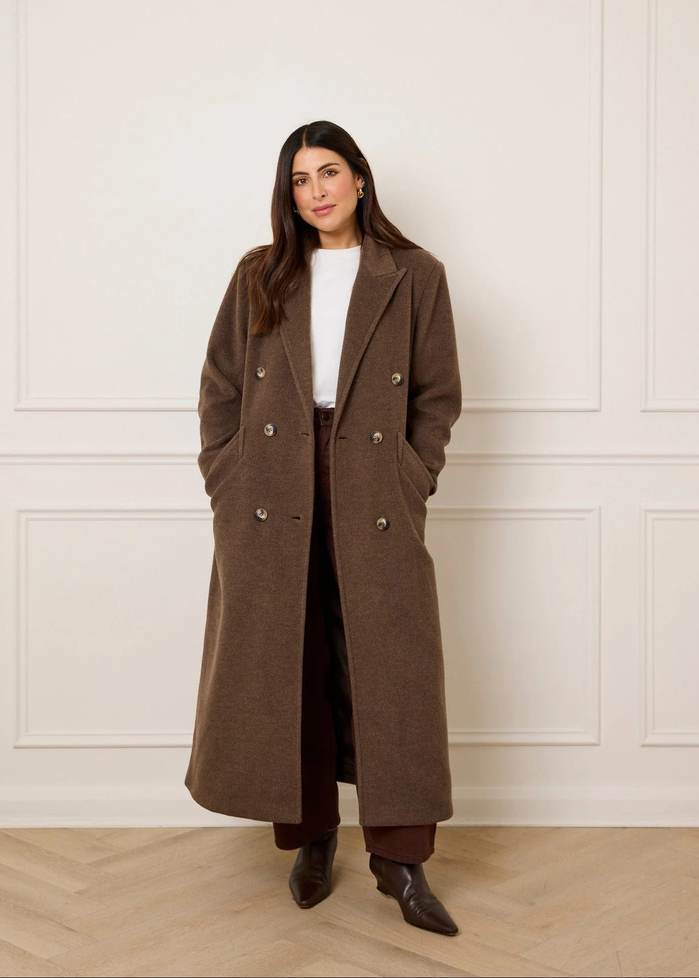 STRUCTURED WOOL BLEND COAT - MOCHA | WAT The Brand