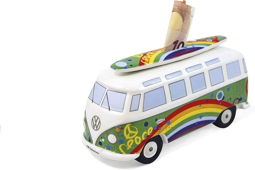 BRISA VW Collection - Volkswagen Savings Bank Piggy Bank Money Coin Box with Surfboard in T1 Bus ... | Amazon (US)
