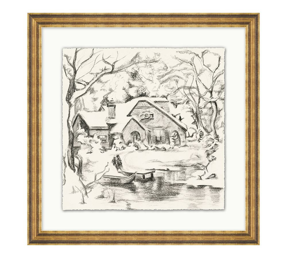 Cozy Cabin Sketch Framed Print | Pottery Barn (US)