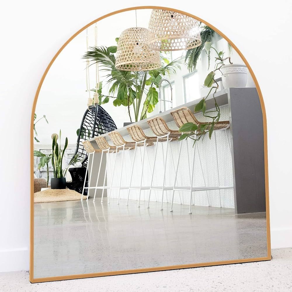 Gold Arched Mirror, 33" x 31" Inches - Gold Arch Wall Mirror - Perfect for Brass Mirror for Bathr... | Amazon (US)