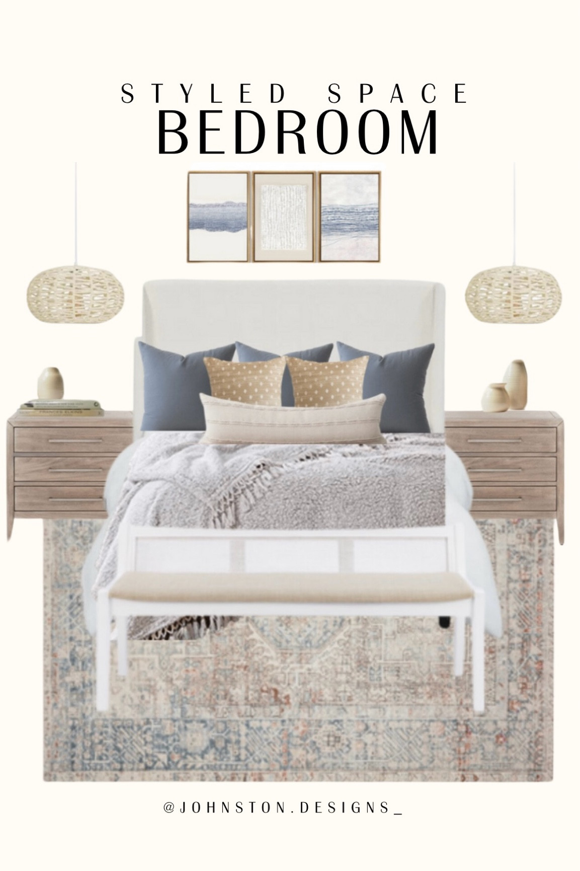 Styled Space: Bedroom

Coast vibe - bright and airy with light bed / bedding and light wood nightstands with pops of blues. 

Bedroom styling, bedding, affordable home decor, bedroom design, home decor, budget friendly home styling 

#LTKFallSale #LTKHome #LTKSaleAlert