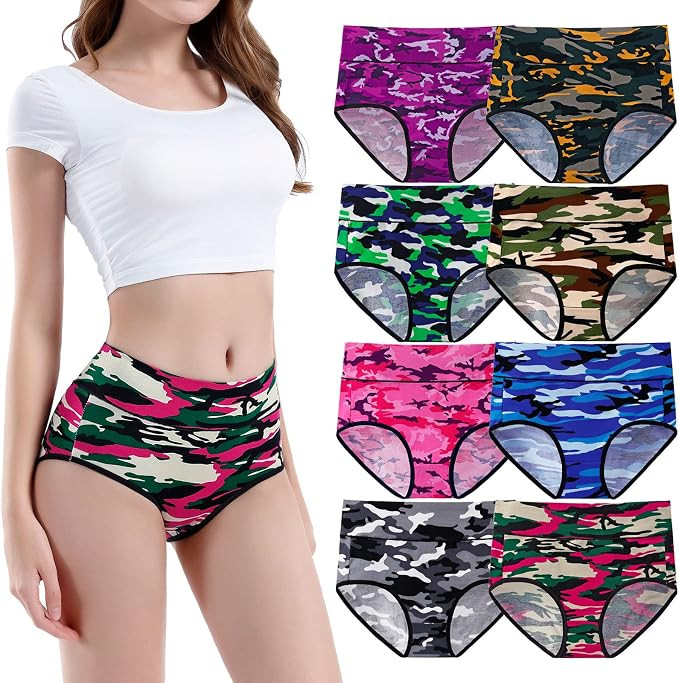 youlehe Women's Cotton Underwear Briefs High Waist Full Coverage Soft Breathable Panties | Amazon (US)