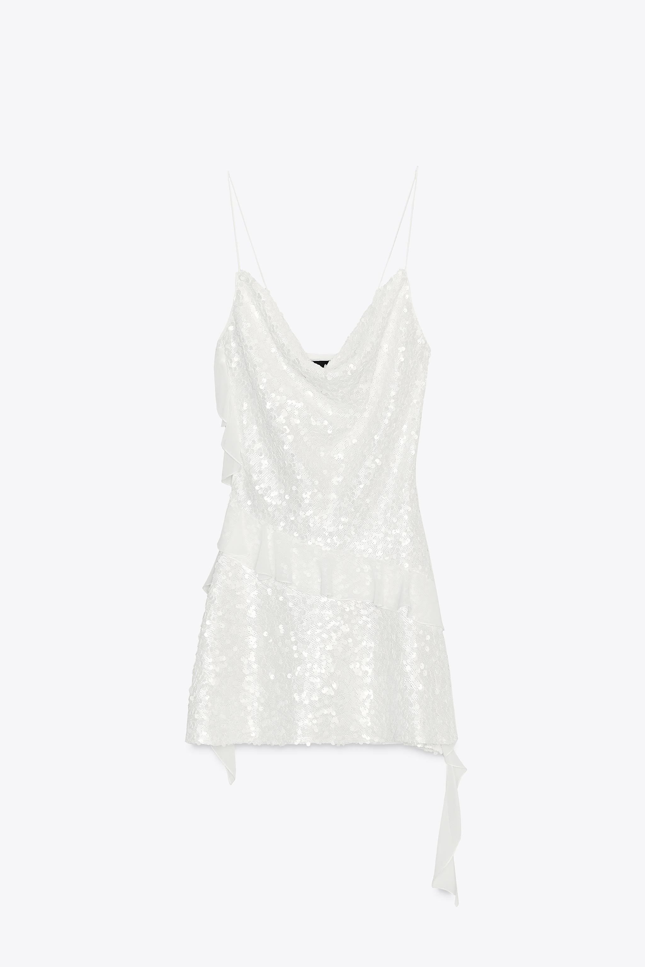 SEQUINNED RUFFLE MINI DRESS | Zara UK