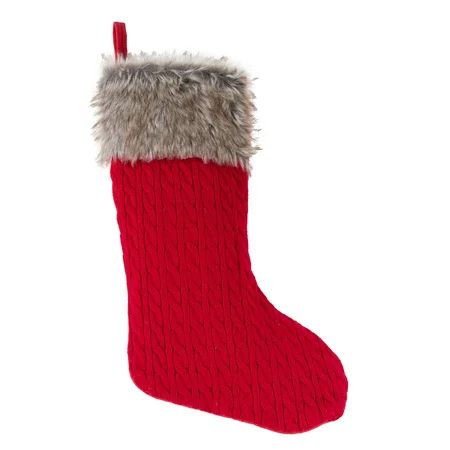 Luxury Holiday Faux Fur Knit Christmas Stocking Holder (Red-Brown) | Walmart (US)