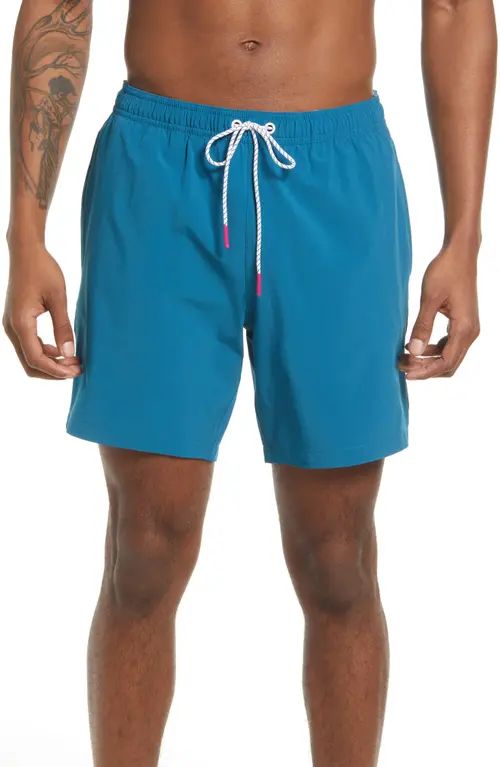 Bonobos Riviera Recycled E-Waist Swim Trunks in Ink Blue at Nordstrom, Size Small | Nordstrom