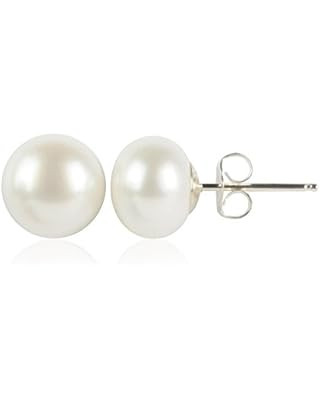 PAVOI Sterling Silver, 14K Gold Plated, AAA+ Quality Handpicked Freshwater Cultured Stud Pearl Ea... | Amazon (US)