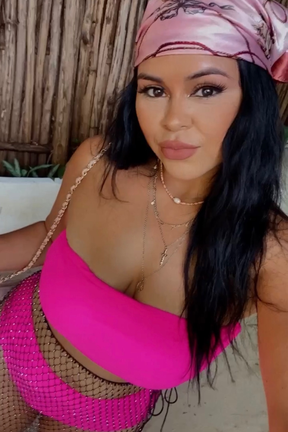 Bathing suit size medium color hot pink 